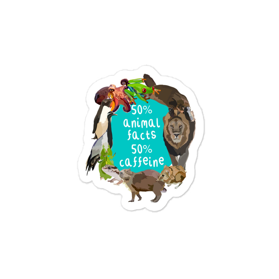 50% Animal Facts 50% Caffeine sticker
