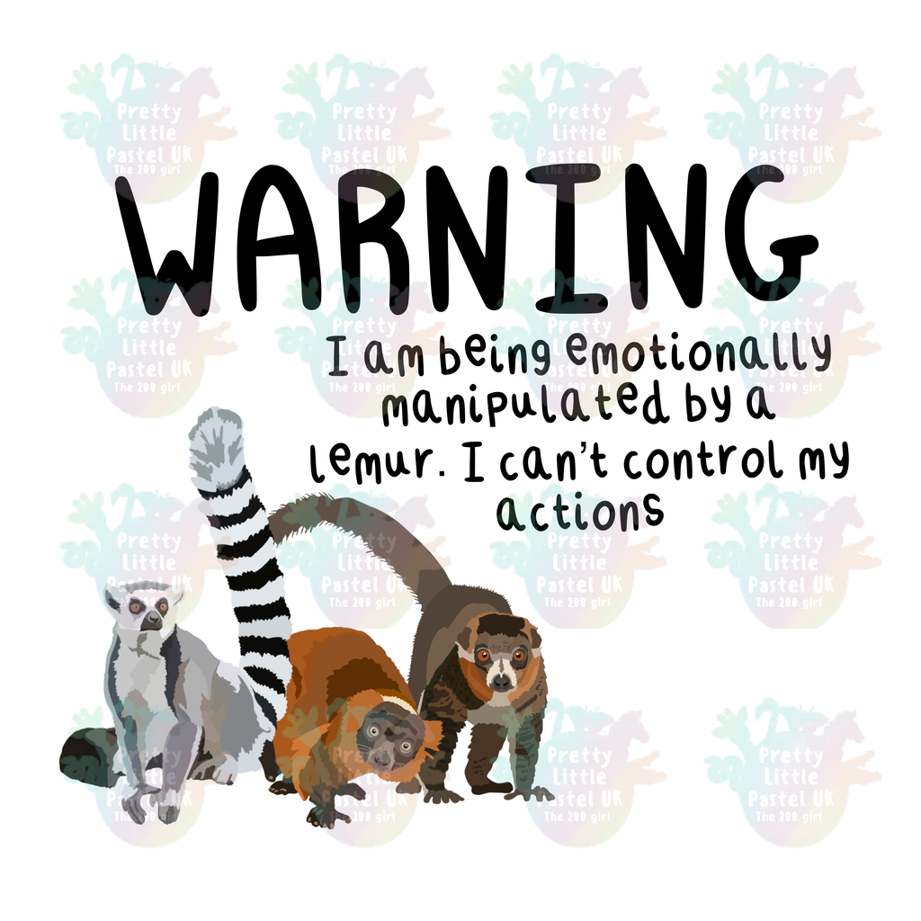 Lemur Warning Vinyl Decal – 3×4″ Kiss-Cut, Funny Lemur Sticker, Durable & Removable for Laptops, Bottles & Notebooks