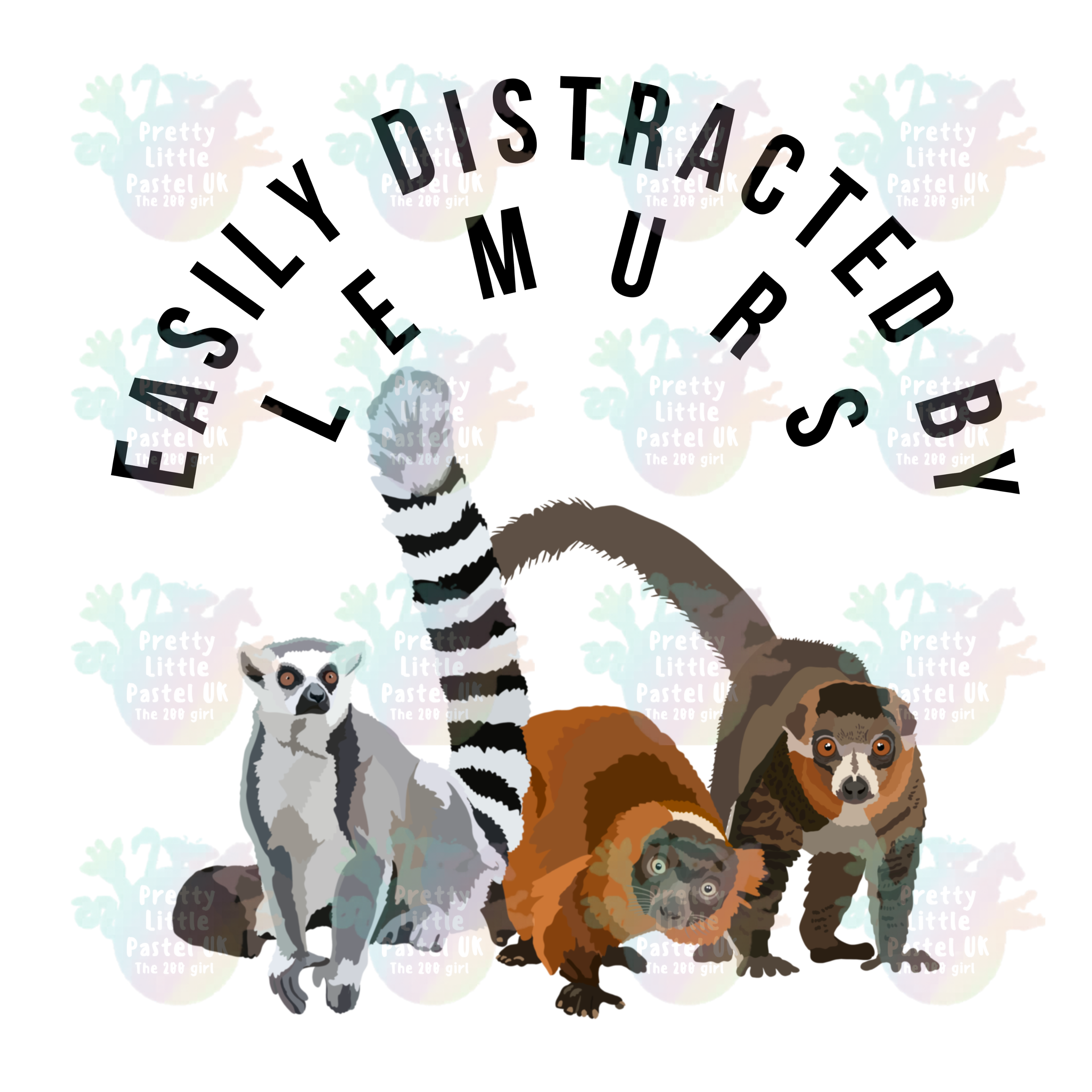 Easily Distracted by Lemurs Vinyl Decal – 3×4″ Kiss-Cut, Funny Lemur Sticker, Durable & Removable for Laptops, Bottles & Notebooks