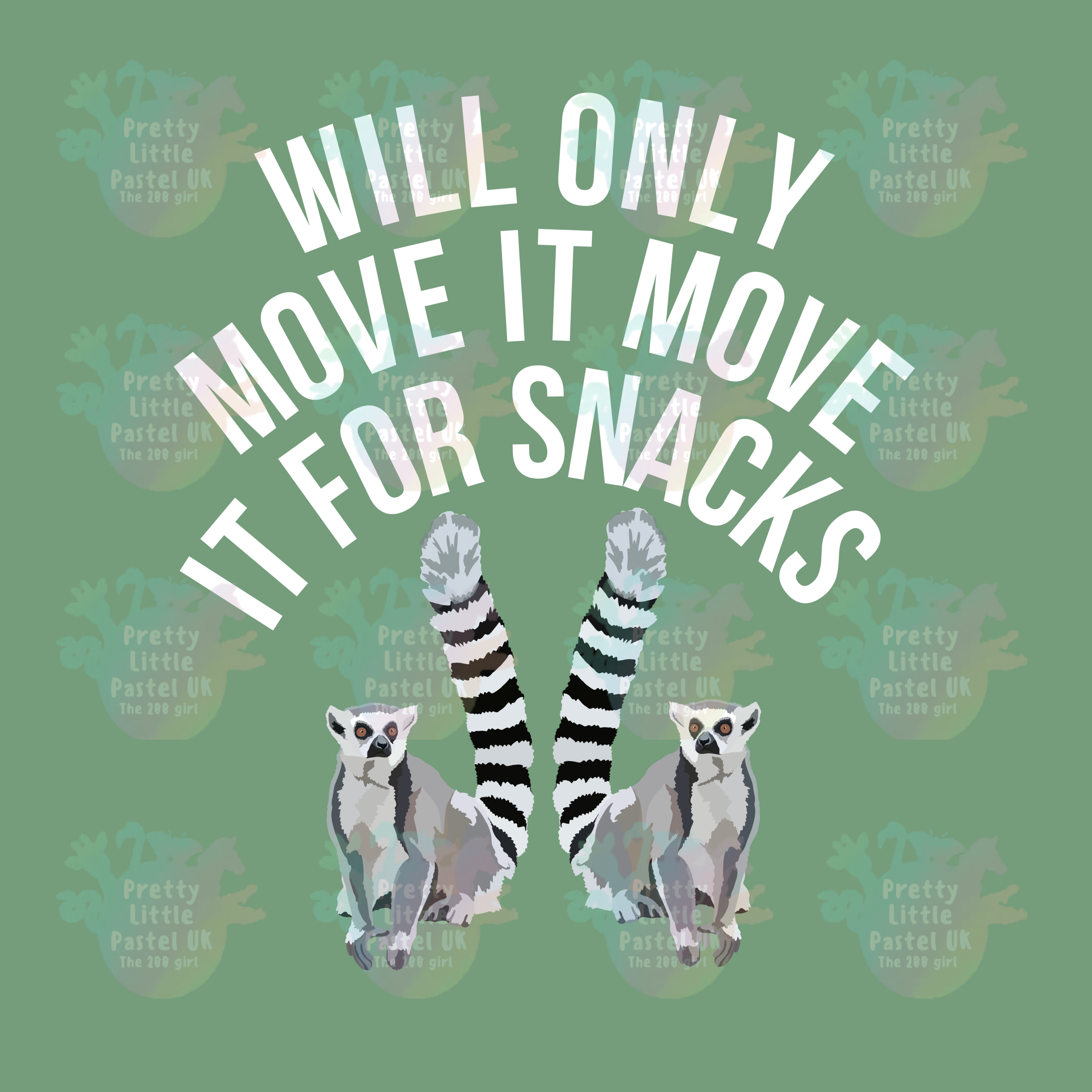 Lemur “Will Only Move It for Snacks” Vinyl Decal – 3×4″ Kiss-Cut, Funny Lemur Sticker, Durable & Removable for Laptops, Bottles & Notebooks