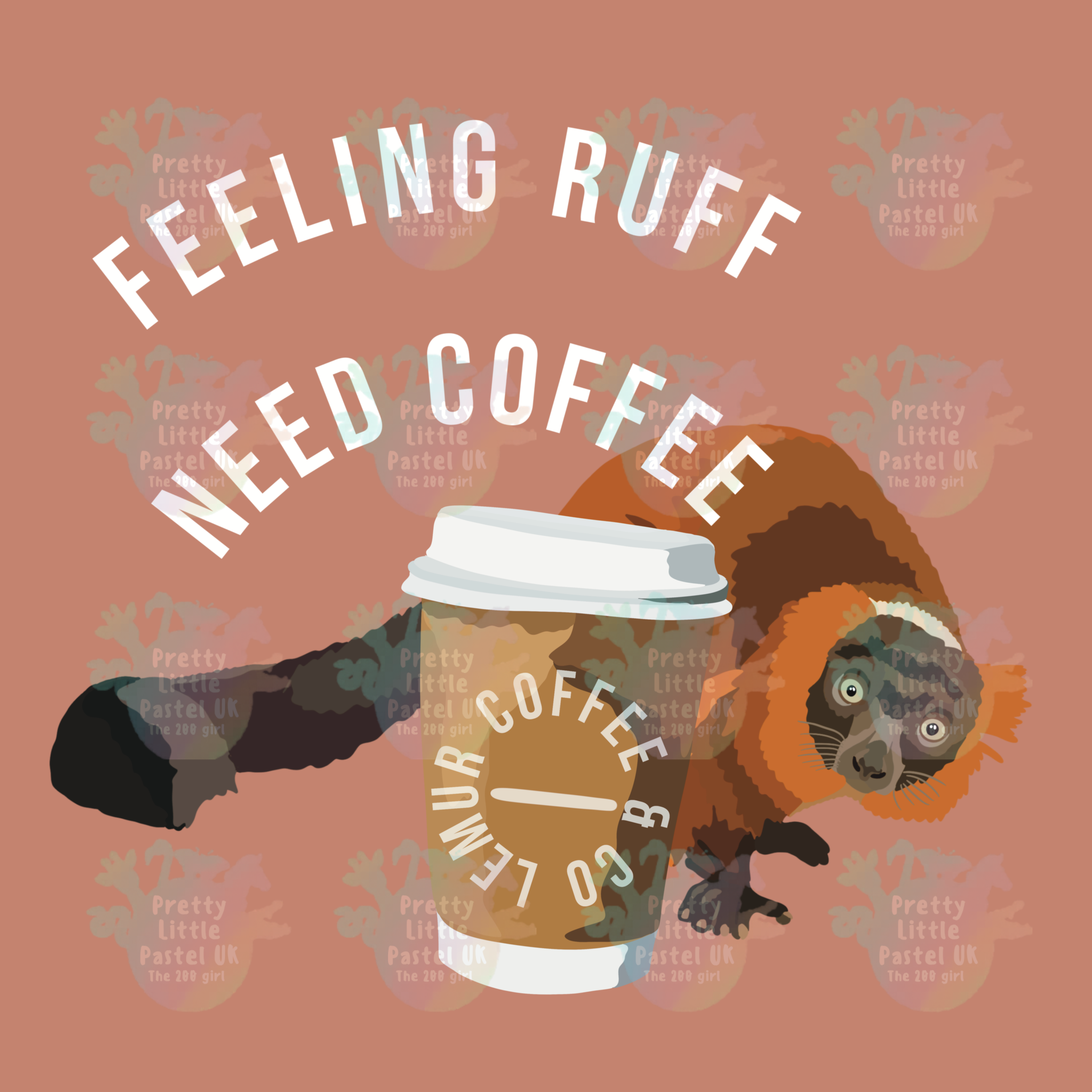 Ruffed Lemur Graphic Tee – “Feeling Ruff, Need Coffee” – Unisex Cotton T-Shirt