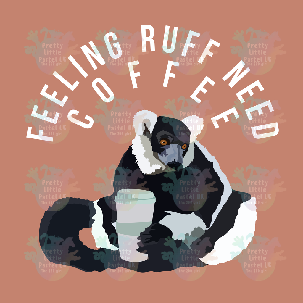 Ruffed Lemur Tote Bag – “Feeling Ruff, Need Coffee” Funny Design 15" × 15"