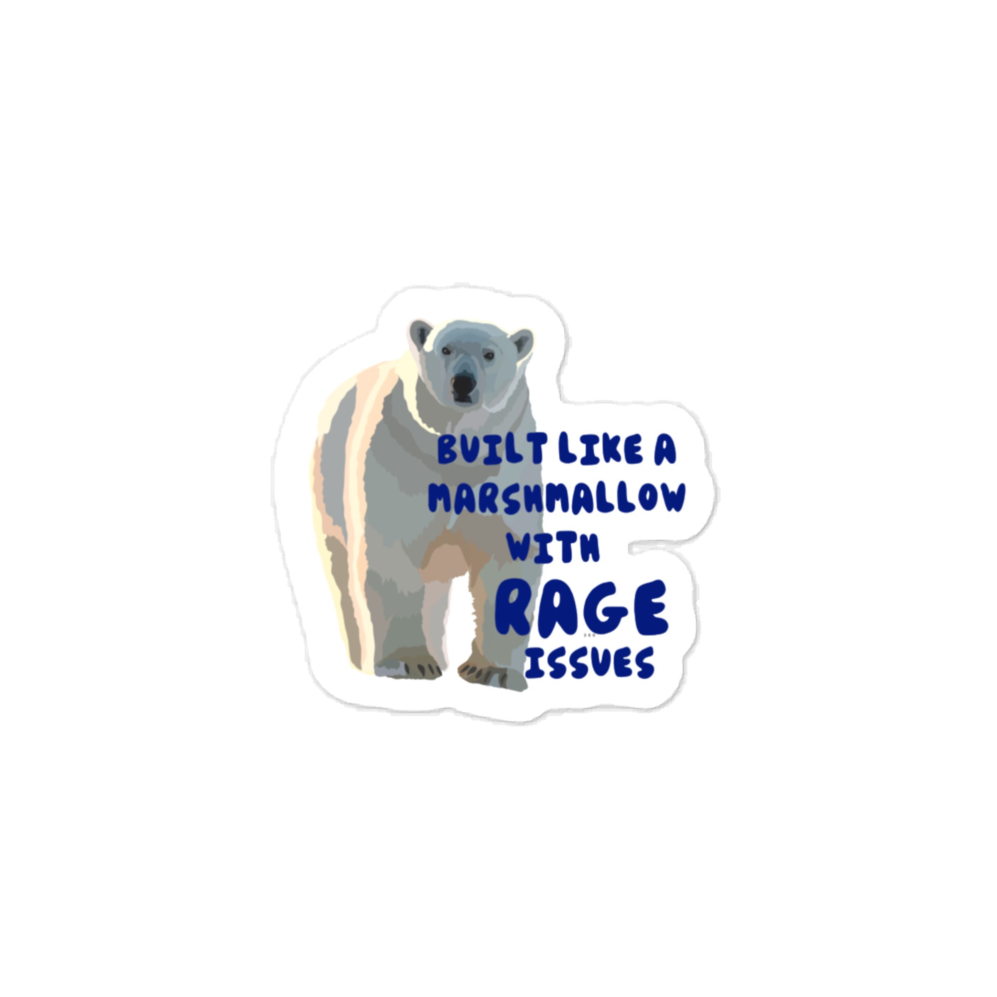 Polar Bear Built Like a Marshmallow With Rage Issues Vinyl Decal – 3×4″ Kiss-Cut Sticker, Funny Arctic Wildlife Meme Sticker, Durable & Removable for Laptops, Bottles & Notebooks