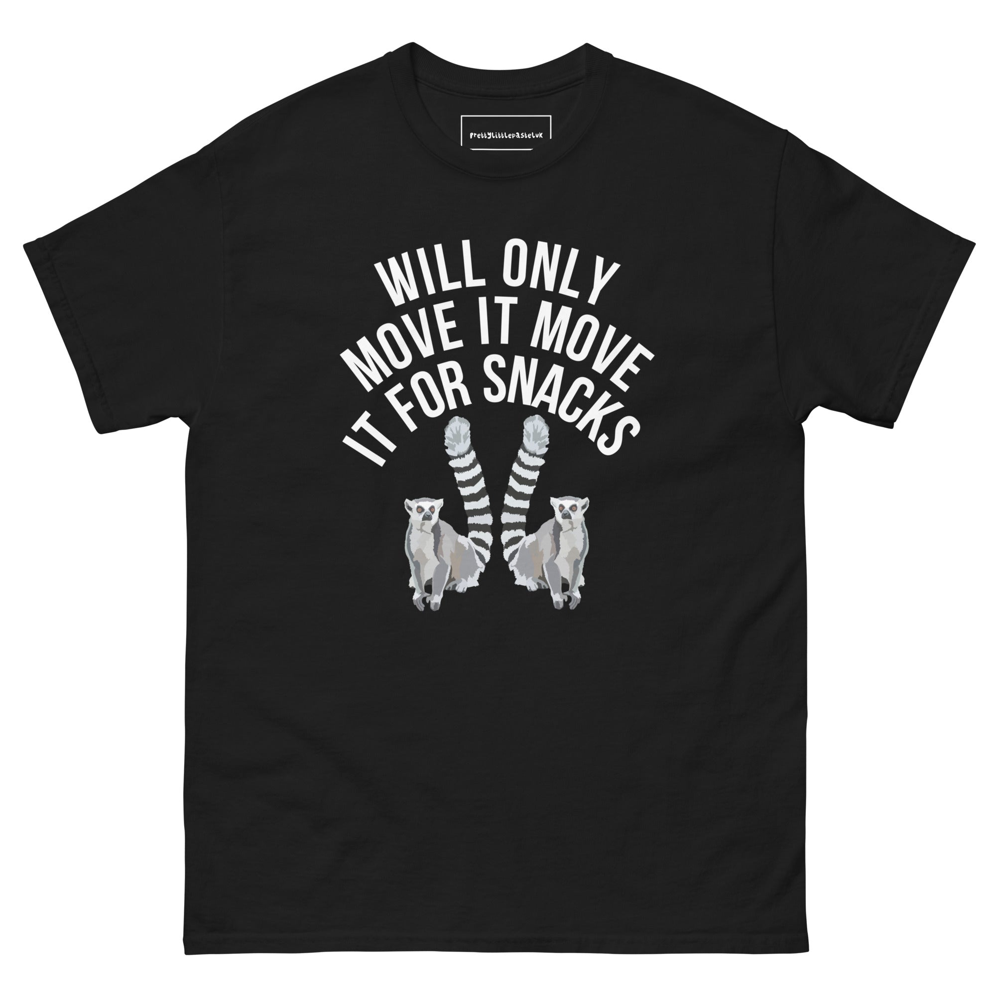 Lemur Graphic Tee – “Will Only Move It for Snacks” – Unisex Cotton T-Shirt