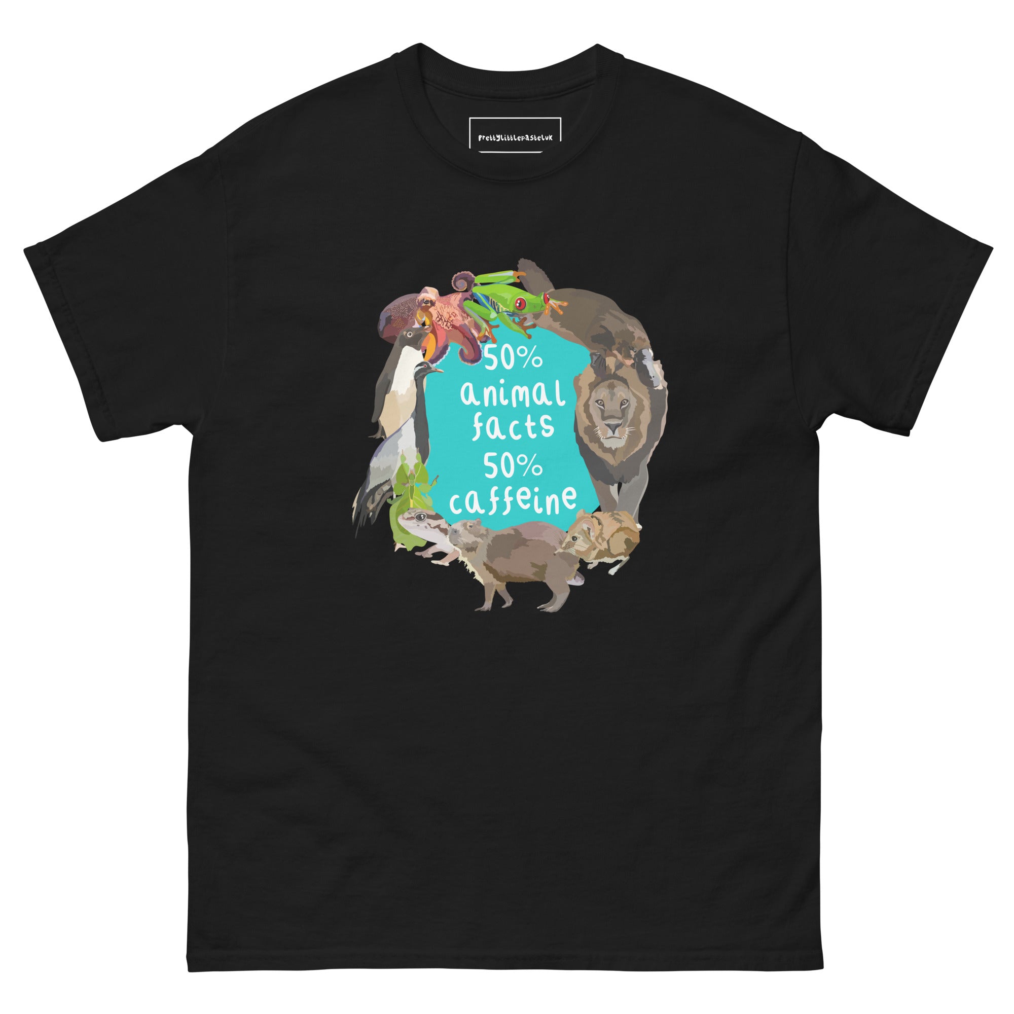 50% Animal Facts 50% Caffeine Graphic Tee – Unisex Cotton T-Shirt